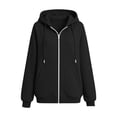 thumbnail image 7 of vdgthytj Sweatsuits Women 2 Piece Outfit Full Zip Drawstring Hooded Jackets Jogger Pants Fall Winter Casual Athletic Sets(XX-Large,Black), 7 of 7