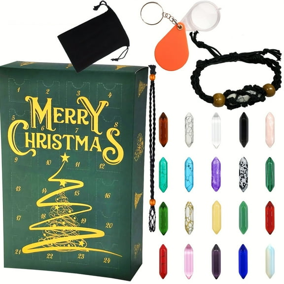 Tkrady Advent Calendar 2024-25 Day of and Healing Stone Kit with Necklace and Bracelet Holder Christmas Countdown Gifts for Girls Boys Kids Adults and Teenagers
