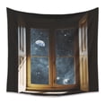 thumbnail image 1 of Tapiz de microtela con vista nocturna desde la ventana, 150 x 130 cm, 1 of 2