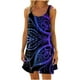 thumbnail image 1 of ICHUANYI Clearance Women Plus Size CasualPrinted Round-Neck Short Sleeve Loose Knee-Length Dres(Purple, S) ICHUANYI WER2023081116299, 1 of 4