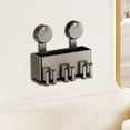 thumbnail image 4 of No-Drill Wall-Mounted Toothbrush Rack Organizer with Suction Cups, Holds Regular & Electric Toothbrushes, Razors, Cups - Black Alloy & Plastic Bathroom Storage Holder, 4 of 7