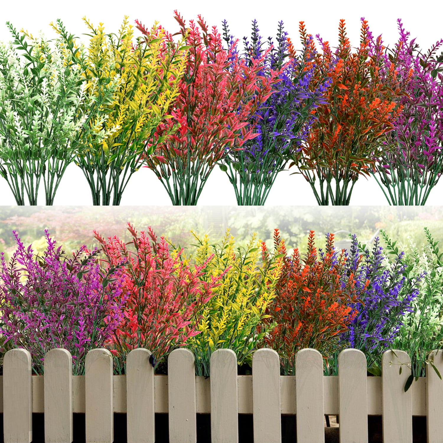 Coolmade 18 Bundles Outdoor Artificial Lavender 14" Fake Flowers Faux