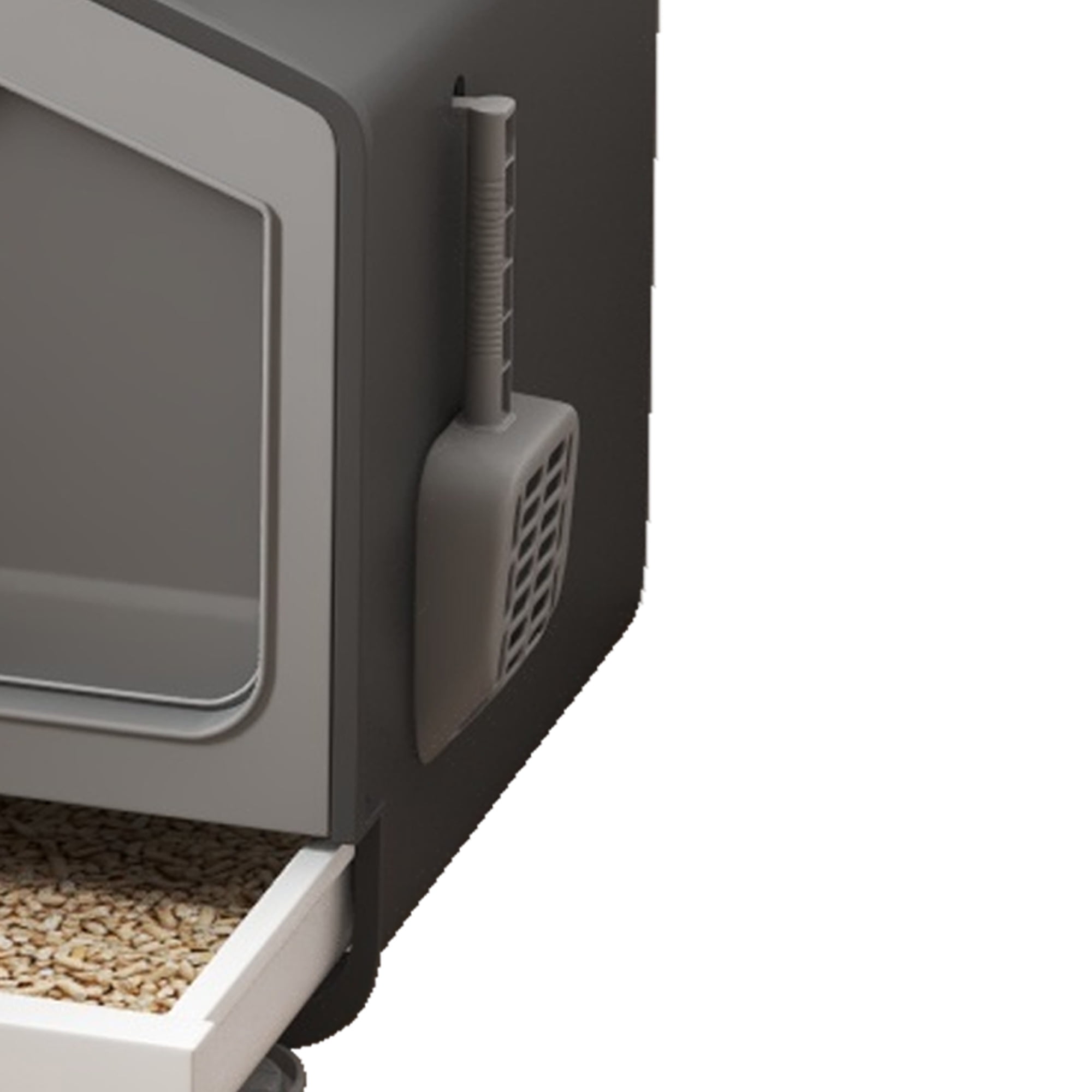 Uforic Extra Large Enclosed Cat Litter Box with Mat and Litter Scoop,Cat Toilet Box with Lid Drawer Type Easy to Clean,Gray