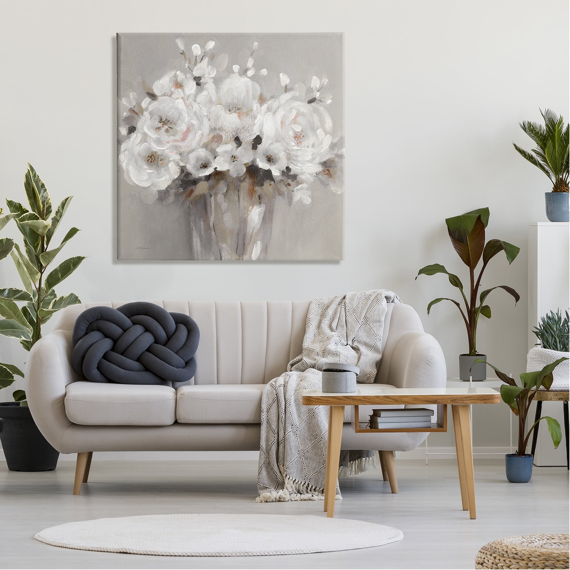Stupell Industries White Flower Bunches Botanical & Floral Painting Gallery Wrapped Canvas Art Print Wall Art, 36 x 36