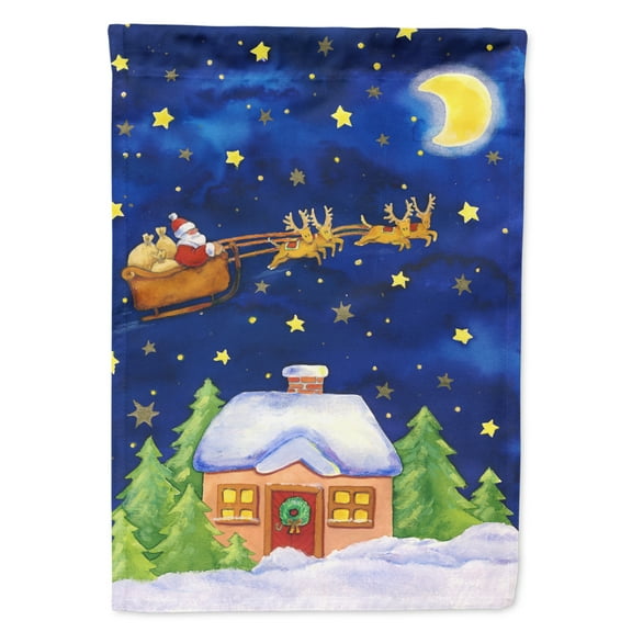 Carolines Treasures APH5898CHF Christmas Santa Claus Across the Sky Flag Canvas House Size  Large multicolor