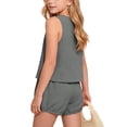 thumbnail image 6 of Lumosvexa Girls Outfit Sets 2 Piece Sleeveless Tank Tops and Elastic Waist Shorts Kids Summer Daily Comfort Clothes Dark Gray Size 1, 6 of 8