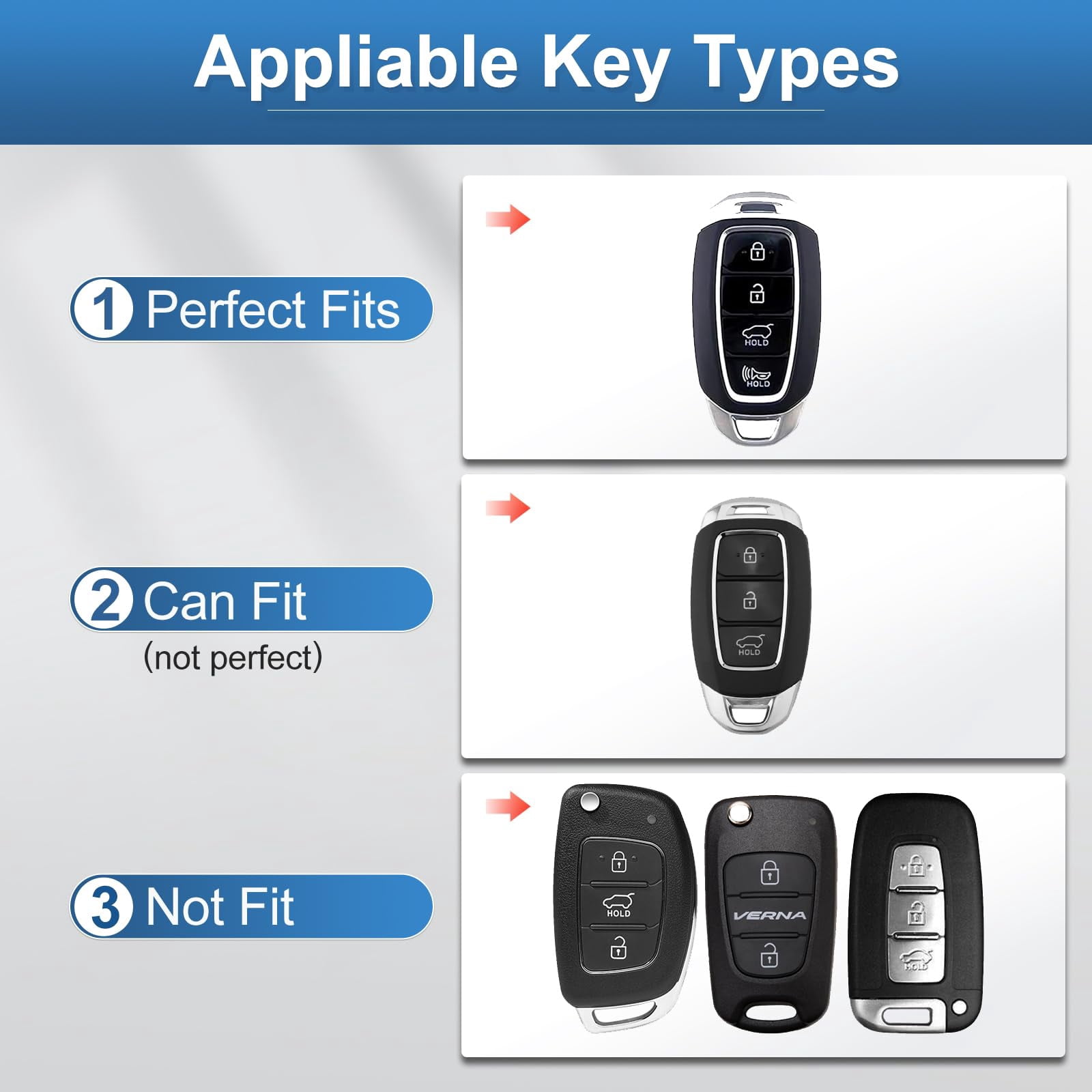 for Hyundai Key Fob Cover, Full Protection Key Case Shell Compatible with Hyundai Sonata Santa fe Tucson  5 Buttons