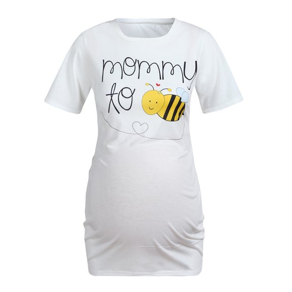 asdoklhq Maternity Clothes for Women,Women Maternity Short Sleeve Cartoon Honeybee Tops T-shirt Pregnancy Clothes