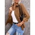 thumbnail image 5 of Asyoly Women Corduroy Velvet Shacket Long Sleeve Button Down Solid Color Shirt Jacket Blazer Jacket Trench Coat Decorative Rivets, 5 of 6