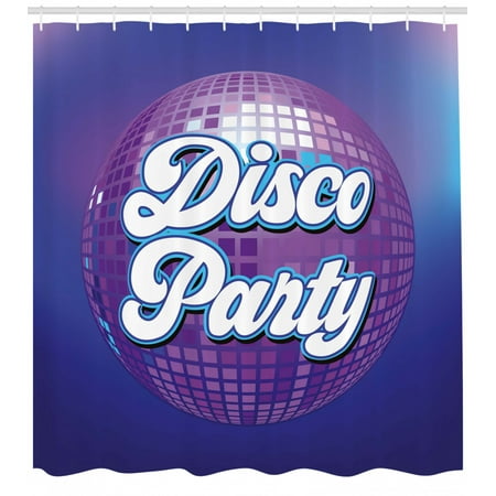 70s Party Decorations Shower Curtain Retro Lettering On Disco