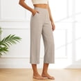 thumbnail image 2 of Womens Capri Pants Summer Cropped Pants Comfy Tummy Control Capris with Pockets Loose Fit Soft Lounge Capri Trousers, 2 of 4