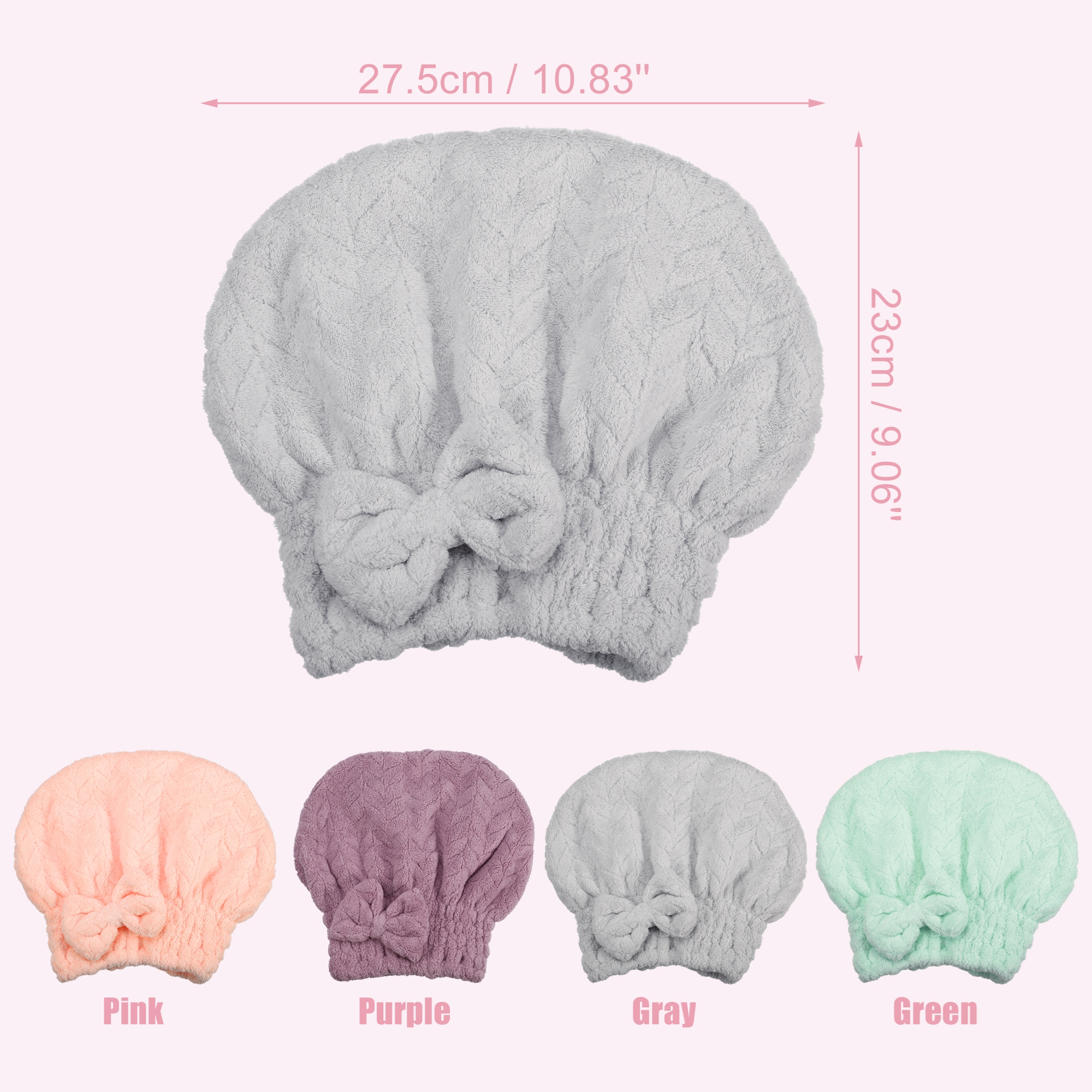 Unique Bargains Diamond Shape Hair Drying Towel Dry Cap Quick Drying Lightweight Gray
