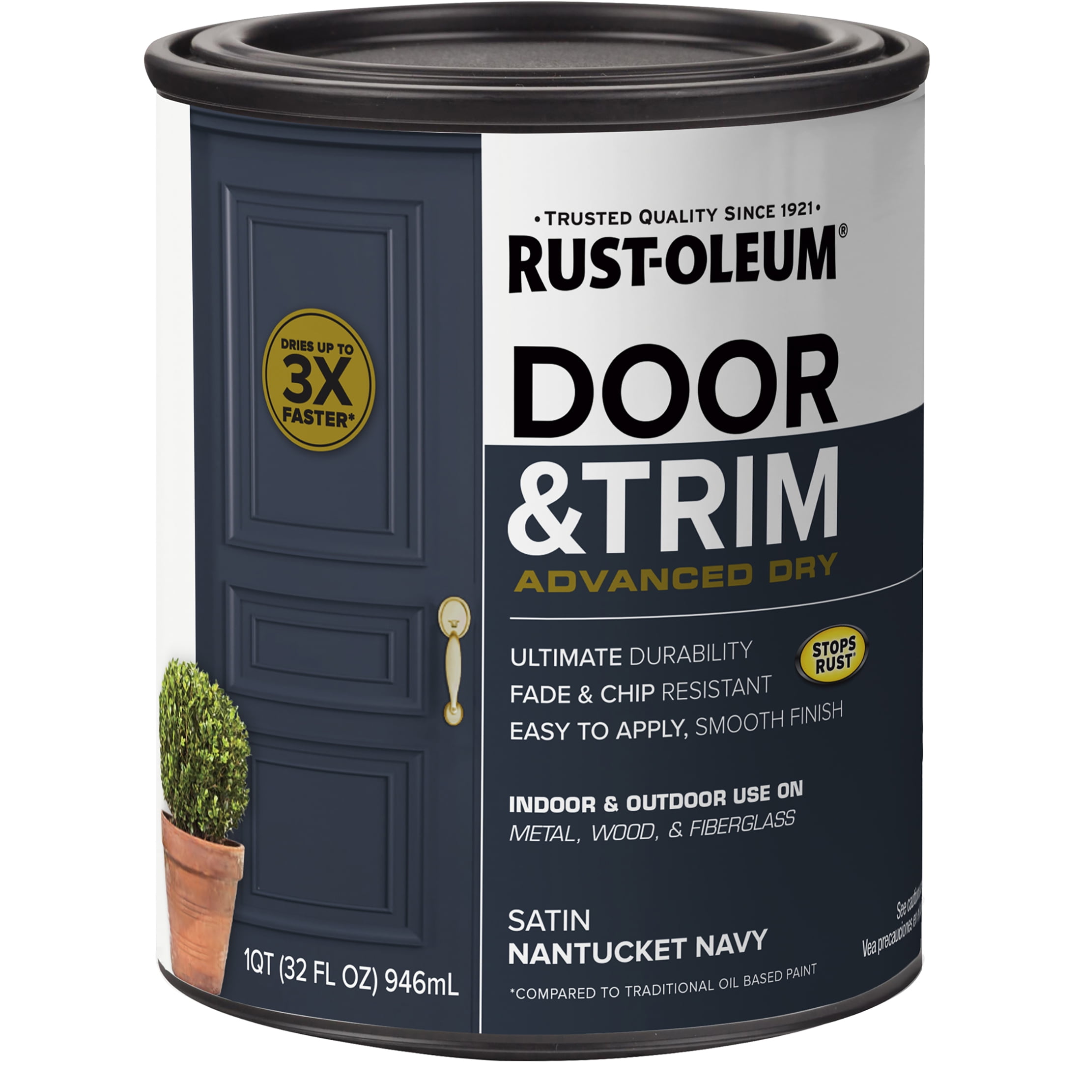Nantucket Navy, Rust-Oleum Door and Trim Paint Satin-369386, Quart