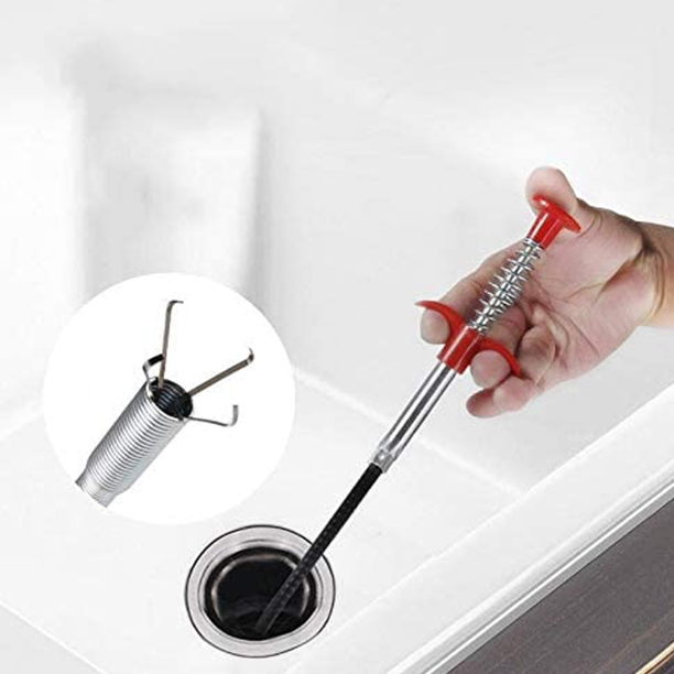 Herramienta de recogida de garra flexible de 35,4 pulgadas con 4 garras plegables para recoger basura, fregadero de cocina y hogar, desagües, inodoro