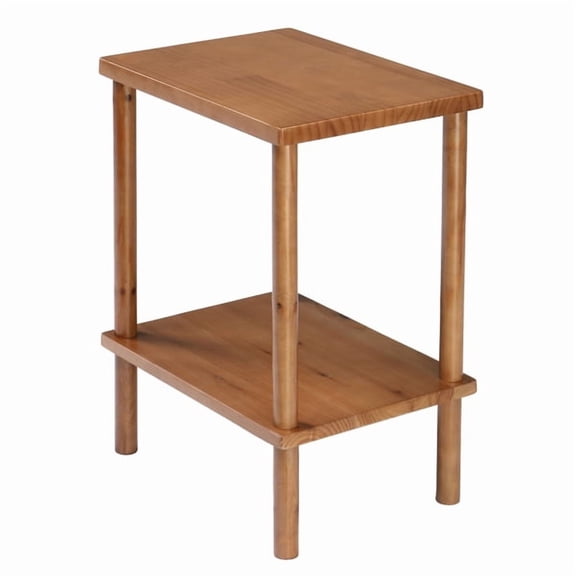 "Compact 2-Tier Wooden End Table with Storage Shelf – Versatile Outdoor Side Table for Patio, Balcony, Lawn, and Poolside, Weather-Resistant Teak Finish"