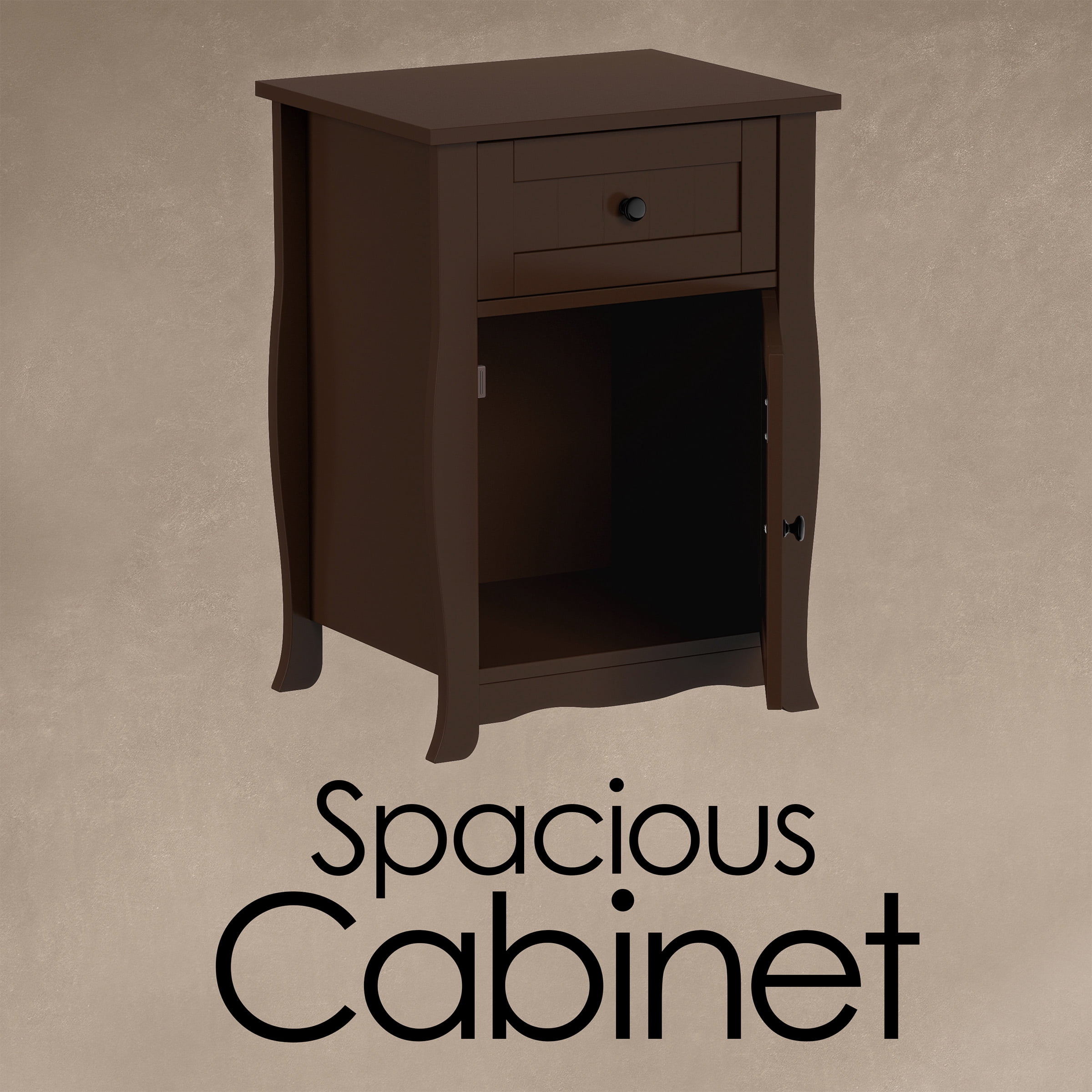 Somerset Home Side Table – Accent Nightstand with Drawer and Cabinet