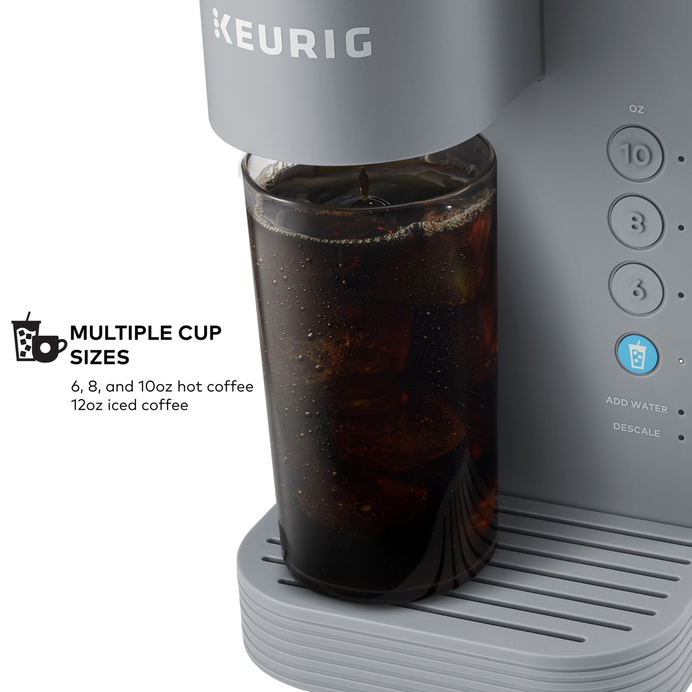 Keurig Brandclub Keurig K Iced Essentials Gray Iced and Hot Single Serve K Cup Pod Coffee Maker reusable tumbler included