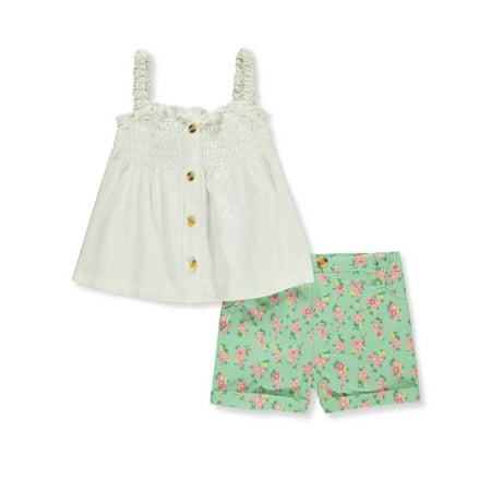 

Mon Petit Baby Girls 2-Piece Floral Shorts Set Outfit - white/multi 18 months (Infant)