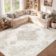 thumbnail image 4 of 8x10 Area Rugs For Living Room  Washable Vintage Boho Neutral Medallion Rug Non Slip Low Pile Floor Carpet Bedroom Dining Home Office (beige 8'x10'), 4 of 7