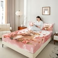 thumbnail image 4 of Manfei Kids Teens Kawaii Otters Couple Twin Sheet Sets 3pcs,Happy Valentine's Day Twin Fitted Sheet Microfiber,Romantic Lover Breathable Flat Sheet,Microfiber Bedroom Decor, 4 of 7