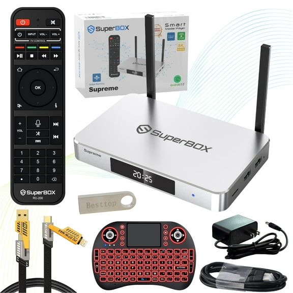 S6 8K Supreme Superbox for TV 2025 Fully Loaded with Wireless Voice Remote Included, 1000M Ethernet Port Super Box with 4G 128G, Easy Setup Guide