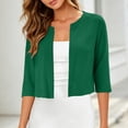 thumbnail image 2 of dazeni Women's 3/4 Sleeve Cardigan Jackets Fashion Open Front Cardigans Lightweigt Bolero Shrugs for Dresses Green, 2 of 6