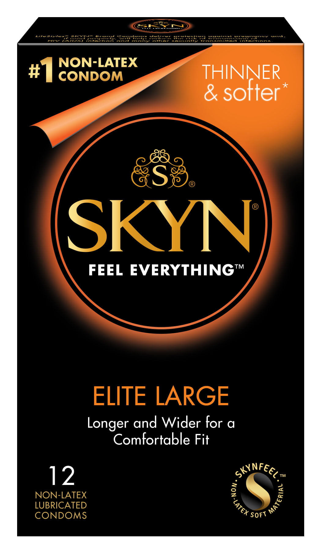 SKYN Elite Large Lubricated Non Latex Condoms, 12 Count - Walmart.com.