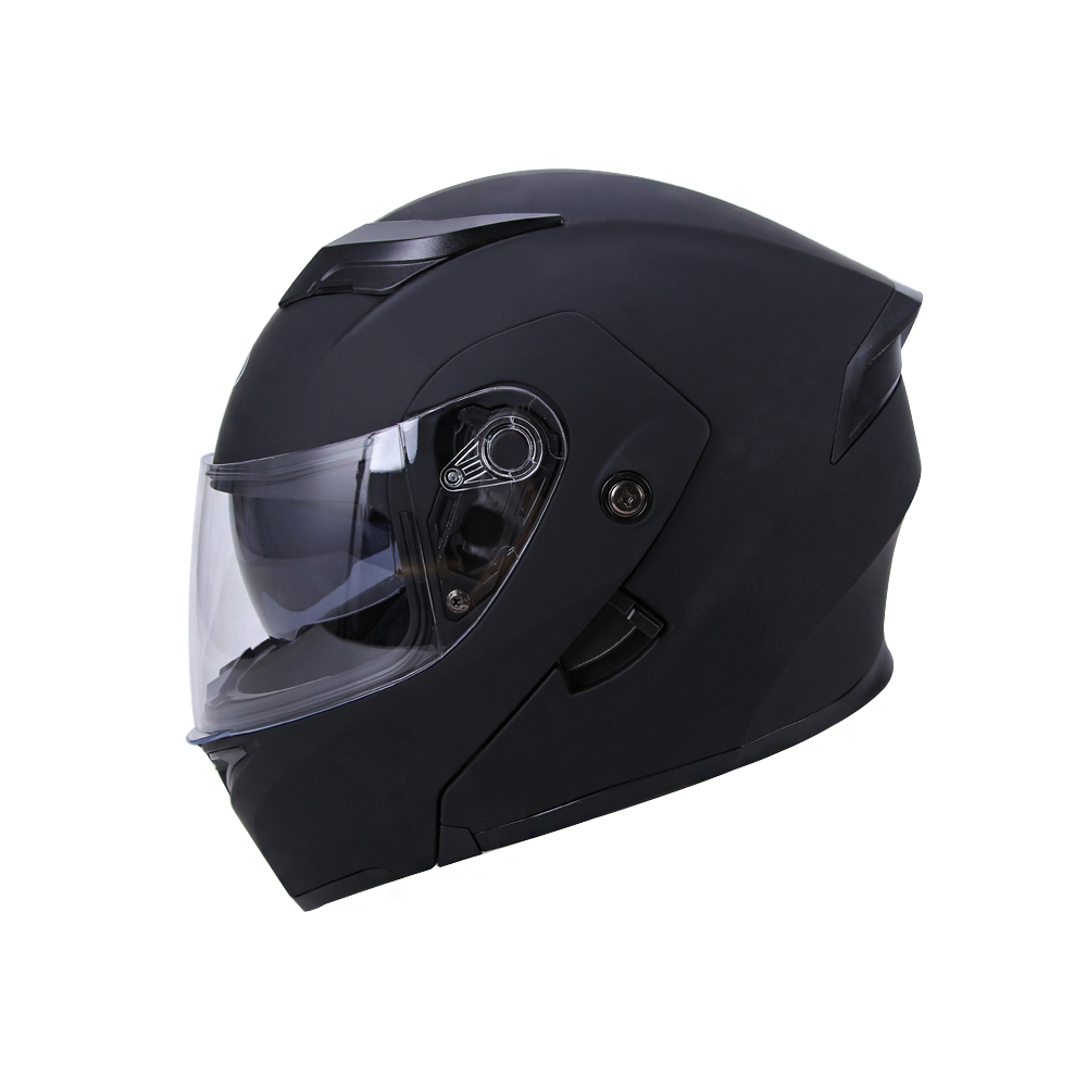 Oumurs DOT Black Motorcycle Modular Flip-Up Helmet, Dual Visors, Street Bike Touring, XL