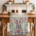 thumbnail image 2 of Table Runner 60 Inches Long for Kitchen Dining, Bunny Easter Dresser Scarf Farmhouse, Dining Table Decorations for Wedding/Parties, Spring Floral Eucalyptus Leaves Green Plaid Rustic 13 x 60 In, 2 of 8