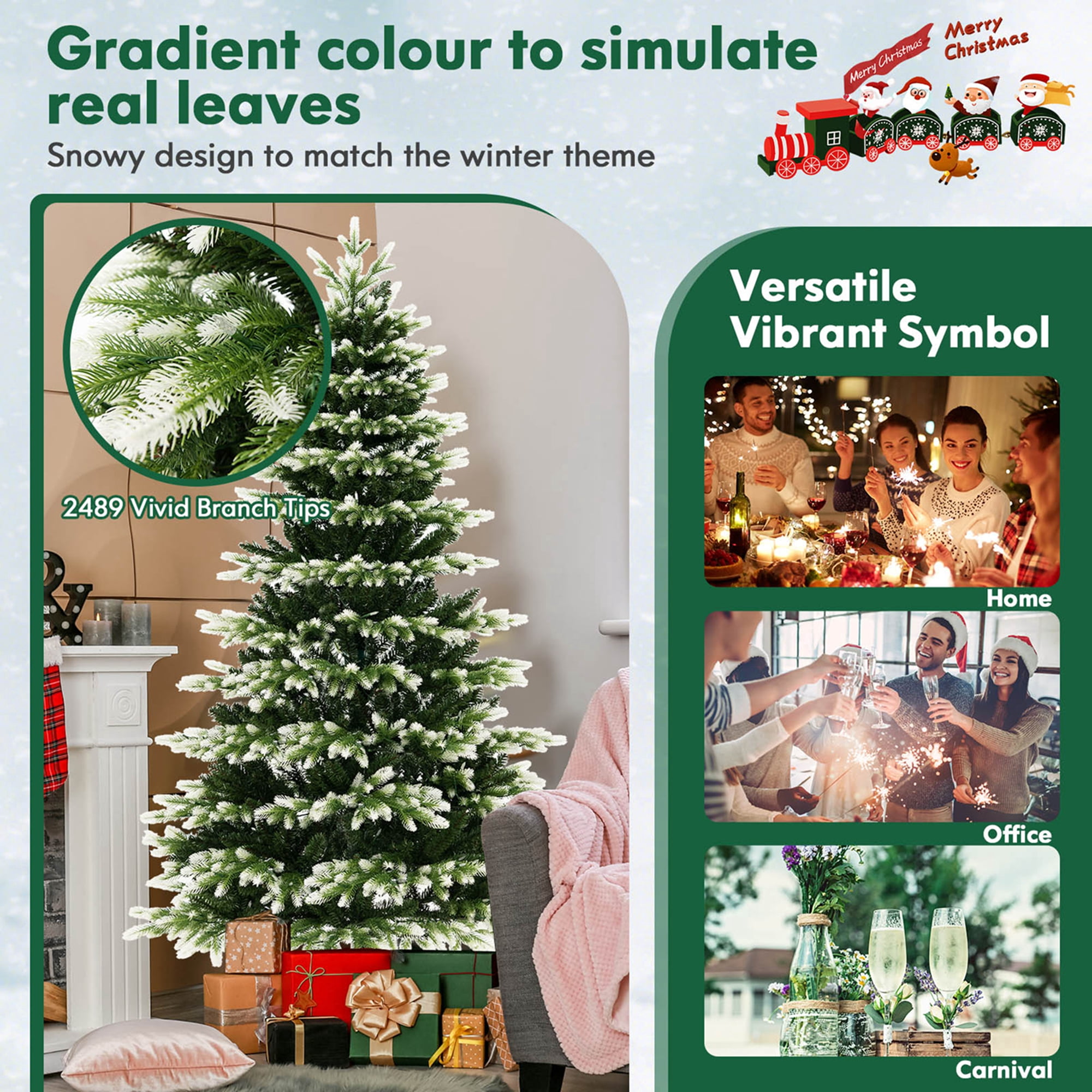 ✳︎new arrival✳︎christmastreeクリスマスツリー⑦ Costway 7 ft Pre-Lit Christmas Tree, Hinged Design, 500 LED Lights