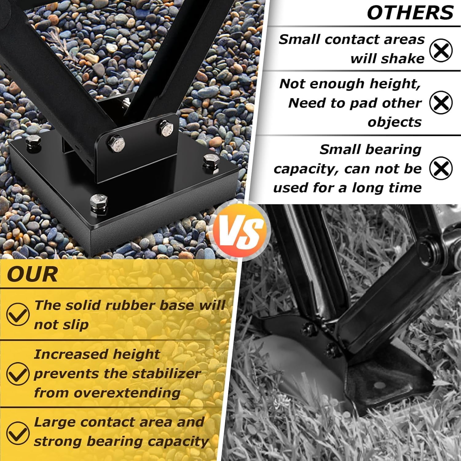 RV Jack Pads for Four-Point Trailer Jack Stands, with 6.3" Metal Foot
