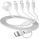 thumbnail image 1 of HAYAN5-in-2 Multi Charging Cable for Apple Watch Charger: USB A/C Input, Lightning/Type C/Micro/Mini B/Wireless Output, Compatible with iPhone 15-13, iWatch 1-9, Galaxy S23-22, 4FT (White), 1 of 1