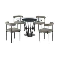 Veronica Shannon 5 Piece Round Dining Set with Gray Faux Leather