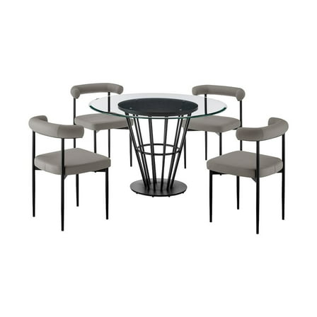 Veronica Shannon 5 Piece Round Dining Set with Gray Faux Leather