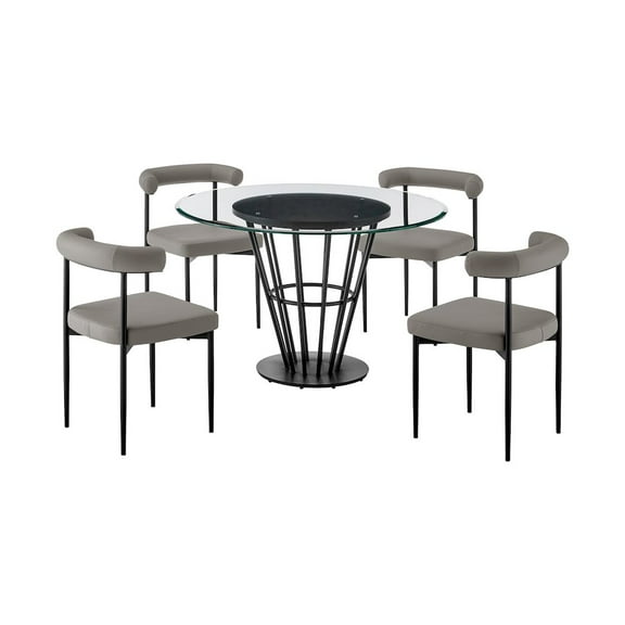 Veronica Shannon 5 Piece Round Dining Set with Gray Faux Leather