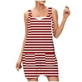 thumbnail image 1 of Yuyuzo Women Plus Size Linen Rompers Summer Casual Sleeveless Suspender Jumpsuits Striped Short Overalls with Pockets, 1 of 5