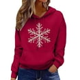 thumbnail image 2 of Christmas Sweatshirt Women'S Hooded Hoody Long Sleeve Drawstring Print Oversized Fall Pocket Tops Christmas Hoodie Red S, 2 of 5