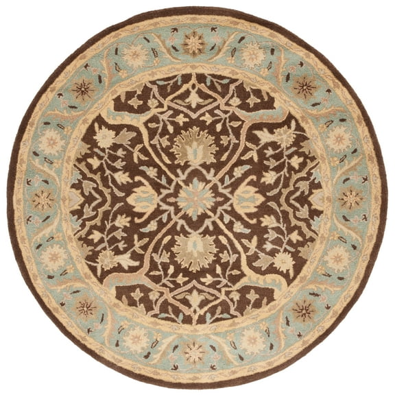 SAFAVIEH Antiquity Toireasa Oriental Wool Area Rug, Brown/Green, 3'6" x 3'6" Round