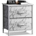 thumbnail image 2 of Sorbus 2 Drawers Nightstand Chest End-Table - White Frame White Marble, 2 of 9
