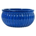 thumbnail image 2 of Sunnydaze Ribbed 14.5" Diameter x 7.25" H Round Dark Imperial Blue Ceramic Solid Plant Pot, 2 of 10