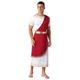thumbnail image 2 of Doomiva Halloween Mens Ancient Greek Toga Short Sleeve Gold Roman Robe Caesar Party Masquerade Burgundy M, 2 of 7