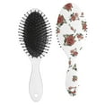 thumbnail image 2 of Hair Brush Red Flower on White Cushion Base Hair Brushes Touch Paddle Oval Hairbrush, 2 of 7