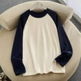 thumbnail image 2 of Women's Color Block Sweatshirts Dressy Crewneck Long Sleeve Pullover Boyfriend Style Tops Casual Fall Outfits Navy 3XL, 2 of 5