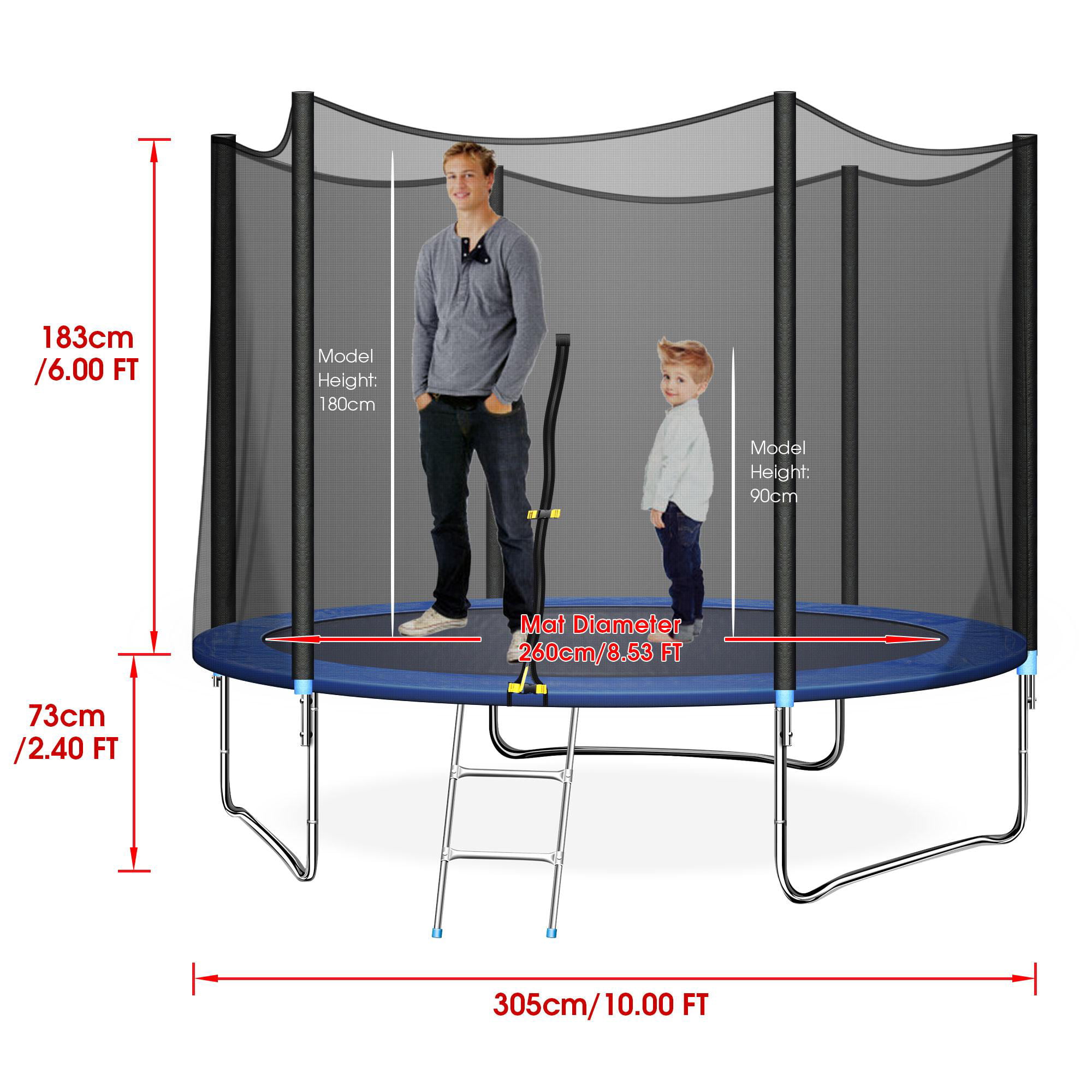 Details about   10FT Kids Trampoline With Enclosure Net Jumping Mat And Spring Cover Padding US 