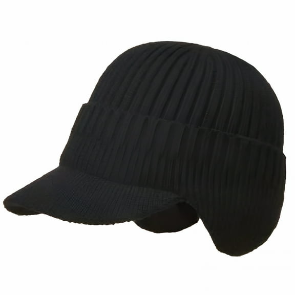 TELOLY Winter Beanie Hat,Warm Earflap Hat Knitted Newsboy Hat - Winter Hat with Visor for Men Outdoor Activity