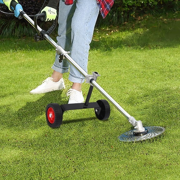 Adjustable Height Support Auxiliary Wheels, T-shaped String Trimmer Support Wheel Attachment, Universal Support Auxiliary Wheels Weed for Weedeaters Weed Trimmer Grass Cutter Holder