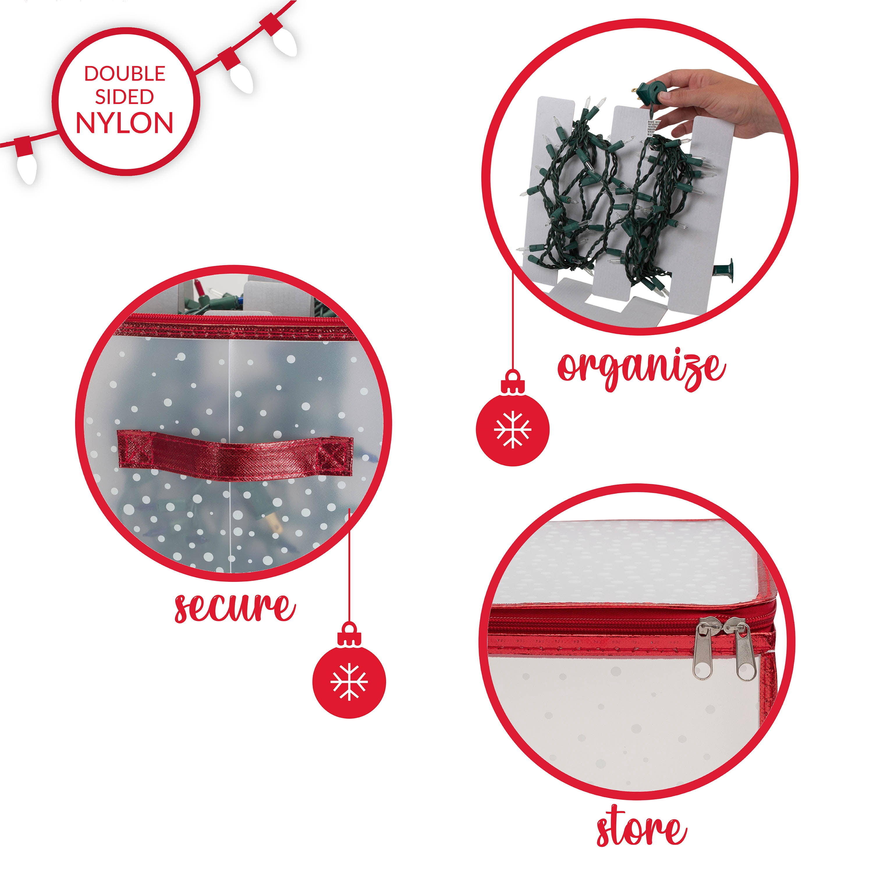 Simplify Christmas Light Organizer Storage Box in Red Polypropylene
