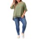 thumbnail image 2 of Blusas Casuales de Manga Corta de Encaje de Talla Grande para Mujeres Agnes Orinda, Cuello Redondo, 4X, Verde Ejército, 2 of 6