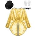thumbnail image 6 of TiaoBug Women Magician Outfit Sparkly Sequin Tailcoat Showman One-Button Tuxedo Jacket with Hat Gold XL, 6 of 7