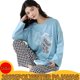 thumbnail image 2 of Conjuntos de pijama de poliéster para mujer, ropa de dormir de dibujos animados a cuadros, ropa de dormir larga para el hogar, traje informal de talla grande 5XL, primavera y otoño, 2 of 4